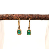 dina 14k yellow gold 0.07cts emerald diamond hoop earrings | emerald cut 7x5mm