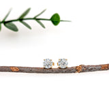 Round 14K Gold Lab Diamond Four Prong Solitaire Stud Earrings | 3mm 4mm 5mm 6mm 7mm 7.3mm 7.5mm