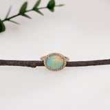 Angel 14K Yellow Gold 2.64cts Opal Diamond Ring | Oval 12X9mm