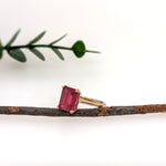 Sofia 14K Yellow Gold 4.81cts Madagascar Ruby Ring | Emerald Cut 10x8mm