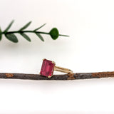 Sofia 14K Yellow Gold 4.81cts Madagascar Ruby Ring | Emerald Cut 10x8mm