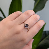 Emma 14K Rose Gold Madagascar Grey Spinel Diamond Ring | Cushion Shape 8x4.5mm