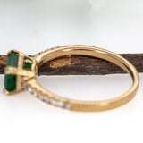 Sidha 14K Yellow Gold Colombian Emerald Diamond Ring | EM 7x5mm