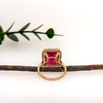 Aadhira 14K Yellow Gold 11.53cts Madagascar Ruby Diamond Ring | Emerald Cut 14x11mm