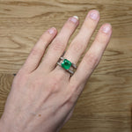 Alena 14K White Gold 2.27cts Colombian Emerald Diamond Ring | Asscher 9mm