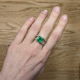 Alena 14K White Gold 2.27cts Colombian Emerald Diamond Ring | Asscher 9mm