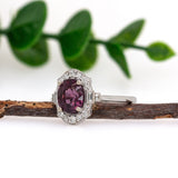 Divya 14K White Gold Purple Spinel Diamond Ring | Oval Shape 8x6mm