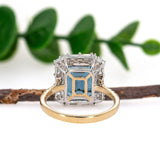 Kashvi 14K Yellow and White Gold London Blue Topaz Diamond Ring | Emerald Cut 11x9mm