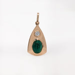 Danya 14K Yellow Gold 0.93cts Cabochon Emerald Diamond Pendant | Oval 7x5mm