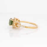 Naya 14k Solid Gold Demantoid Ring with Natural Diamonds Accents | Round 6.5mm