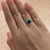 Jisha 14K White Gold 1.20Cts Indicolite Tourmaline Diamond  Engagement Ring | Pear 7x6mm