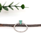 Nainika 14K White Gold 0.57cts Ethiopian Emerald Diamond Ring |  Asscher Cut 5mm