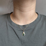 Danya 14K Yellow Gold 0.93cts Cabochon Emerald Diamond Pendant | Oval 7x5mm