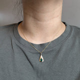 Danya 14K Yellow Gold 0.93cts Cabochon Emerald Diamond Pendant | Oval 7x5mm