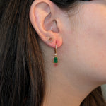 dina 14k yellow gold 0.07cts emerald diamond hoop earrings | emerald cut 7x5mm