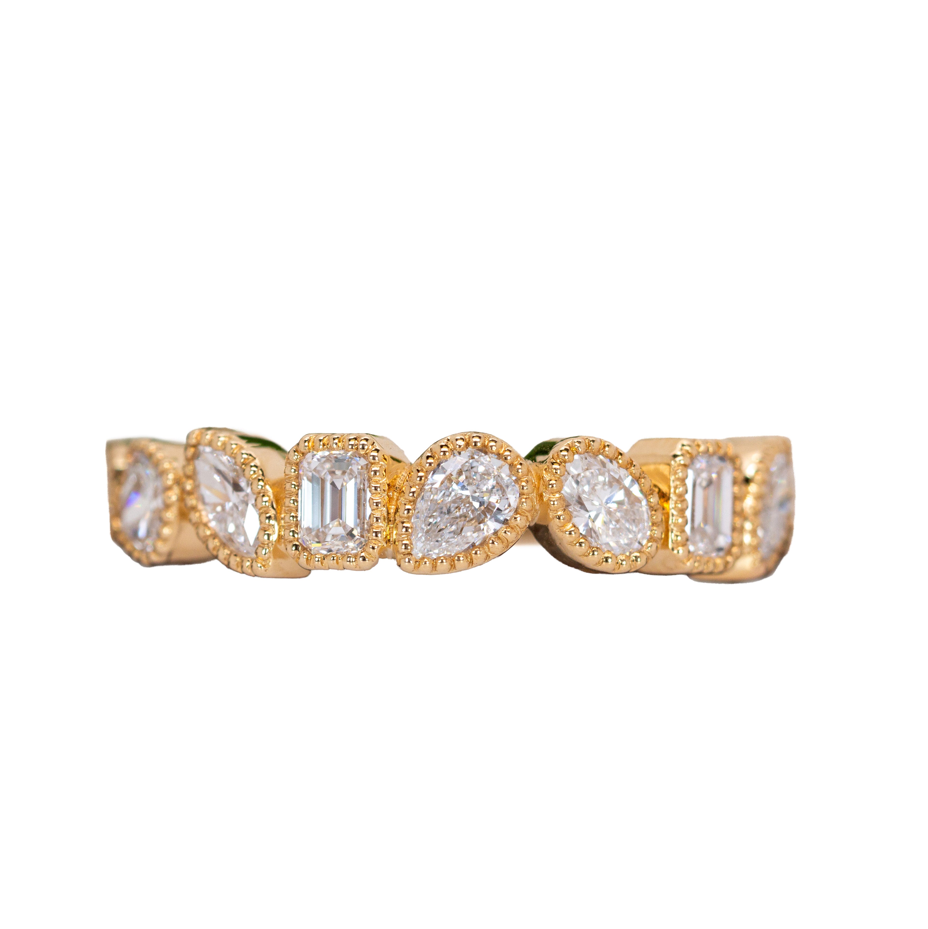 Milgrain Details Lab Diamonds Ring w 14K Yellow Gold | Mix 0.2mm