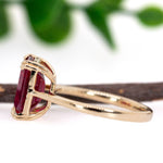Raha 14K Yellow Gold 4.03cts Ruby Ring | Emerald Cut 9x7mm