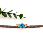 Zuri 14K Yellow Gold 2.1cts Swiss Blue Topaz Diamond Wedding Ring | Round 8mm