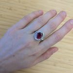 Nitya 14K White Gold 5.08cts Madagascar Ruby Diamond Ring | Oval 11x9mm