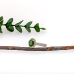 Lincy 14K Dual White Yellow Gold 0.96cts Rare Tsavorite Garnet Diamond Ring | Oval 7.2x5.4mm