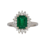 Mukta 14K White Gold 1.66cts Zambian Emerald Diamond Ring | Emerald Cut  8x6mm