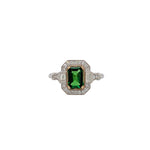 Abhi 14K Dual White Yellow Gold 0.96cts Tsavorite Diamond Ring | Emerald Cut 7x5mm