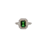 Abhi 14K Dual White Yellow Gold 0.96cts Tsavorite Diamond Ring | Emerald Cut 7x5mm