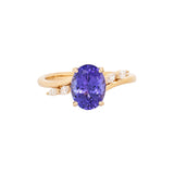 Ziya 14k Solid Gold Tanzanite Ring with Natural Diamond Accents | Oval 9x7mm