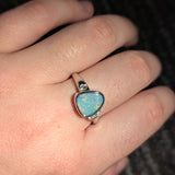 Orlina Solid 14k White Gold Boulder Opal Ring with Natural Diamonds Accents