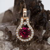 Riya 14K White Gold Rubellite Tourmaline Diamond Pendant | Round 6mm
