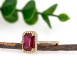 Manya 14K Yellow Gold Madagascar Ruby Diamond Ring | EM 9x7mm