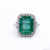 8ct Statement Emerald Ring w Diamond Halo