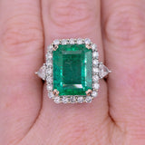 8ct Statement Emerald Ring w Diamond Halo