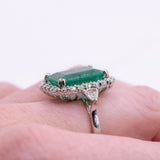 8ct Statement Emerald Ring w Diamond Halo