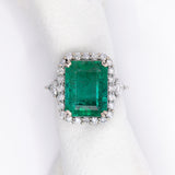 8ct Statement Emerald Ring w Diamond Halo