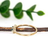 Ela 14K Yellow Gold Cambodian Blue Zircon Diamond Ring | Round 4mm