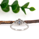 Stacy 14K White Gold AAA Ceylon Sapphire Diamonds Ring | Round 4.6mm