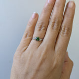 Dainty Green Tsavorite Ring w Natural Diamond Accents in Solid 14k Gold | RD 5mm