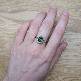 Spring Green 14K White Gold 0.94cts Rare Tsavorite Garnet Diamond Ring | Oval 7.9x5.8mm