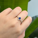 Niyati 14K White Gold Ceylon Blue Sapphire Diamond Ring | Round 4.5mm
