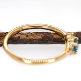 Ela 14K Yellow Gold Cambodian Blue Zircon Diamond Ring | Round 4mm