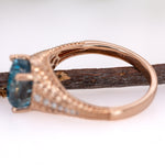 Indu 14K Rose Gold 4.73cts Blue Zircon Diamond Ring | Oval 9x7mm