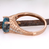 Indu 14K Rose Gold 4.73cts Blue Zircon Diamond Ring | Oval 9x7mm