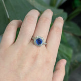 Mirella Platinum Ceylon Sapphire Ring with Natural Diamonds Accents | Round 7.5mm