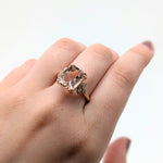 Tenu 14K Rose Gold 4.16cts Morganite Diamond Ring | Cushion 11x9mm