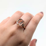Tenu 14K Rose Gold 4.16cts Morganite Diamond Ring | Cushion 11x9mm
