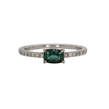 Previously Loved 14K White Gold Indicolite Tourmaline Ring | Cushion Shape 6x4mm