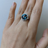 Tanu 14K White Gold 4.05cts London Blue Topaz Diamond Ring | Round 10mm