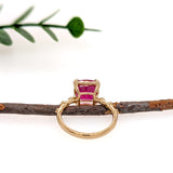 Bhavna 14K Yellow Gold 4.9cts Madagascar Ruby Diamond Ring | Emerald Cut 9mm