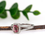 Navika 14K White Gold Pink Tourmaline Diamonds Ring | EM 6x4mm